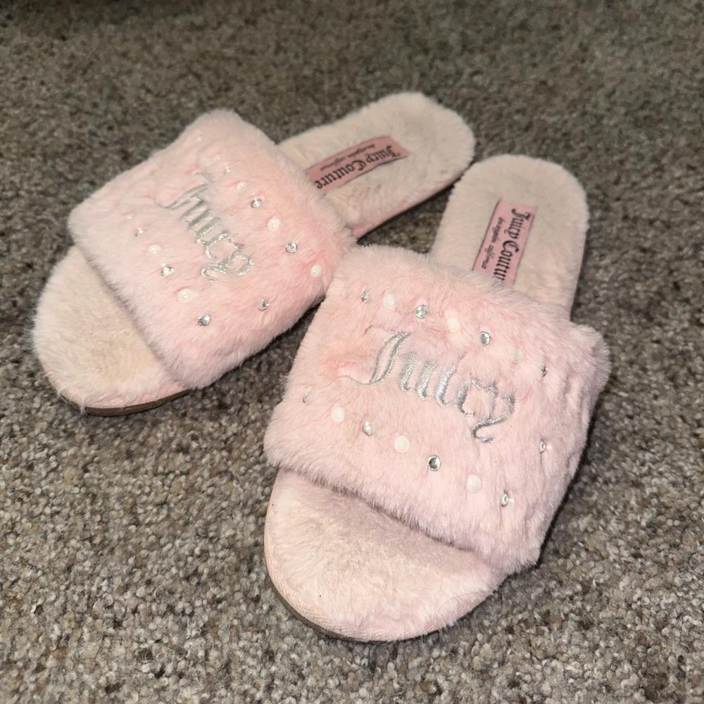 Juicy Couture Blush Furry Slides